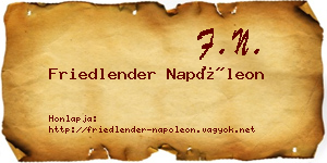 Friedlender Napóleon névjegykártya